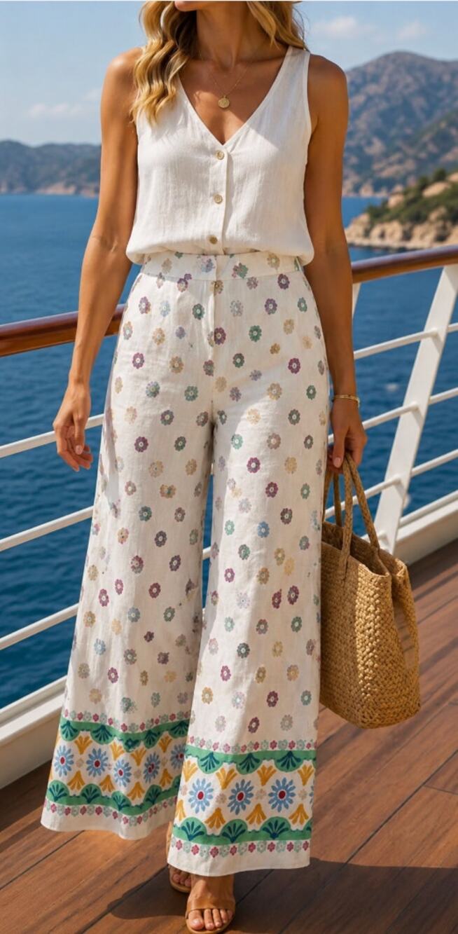 Maison d'Amélie Wide Leg Linen Blend Pants XS Anthropologie Coastal Chic